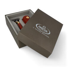 Omega M6144.6 Set Rasierpinsel Dachshaar Silberspitz  + Rasierer Wurzelholz