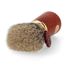 Omega M6144.6 Set Rasierpinsel Dachshaar Silberspitz  + Rasierer Wurzelholz