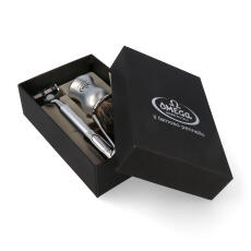 Omega Set M6229.6 Rasierpinsel Dachs Stockzupf Pure Badger Silber Griff + Rasierer
