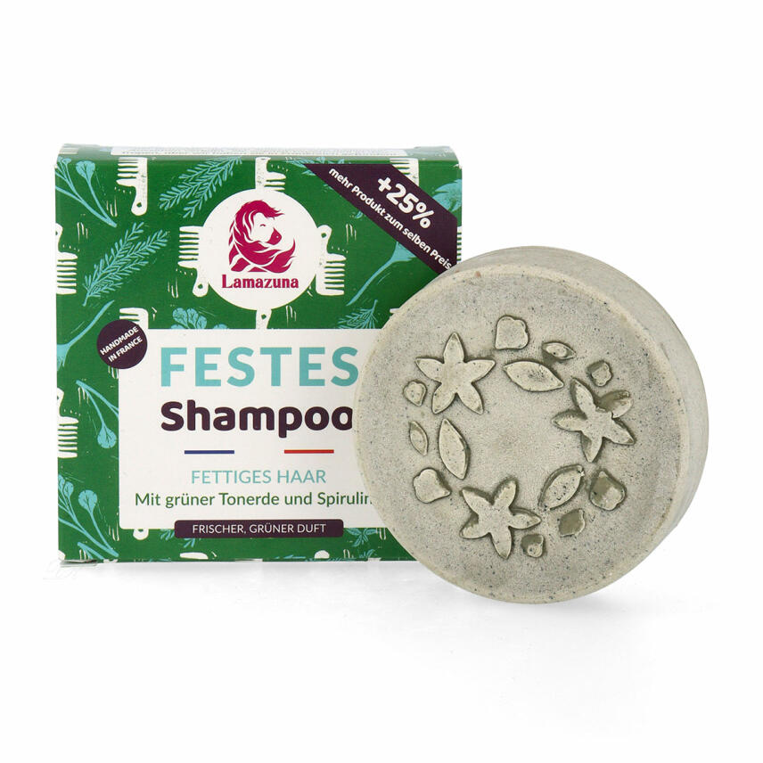 Lamazuna Festes Shampoo Vegan f&uuml;r fettiges Haar Spirulina 70 ml