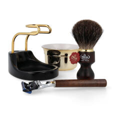 Omega Set Rasierpinsel 6126 Hi Brush brauner Holzgriff +...