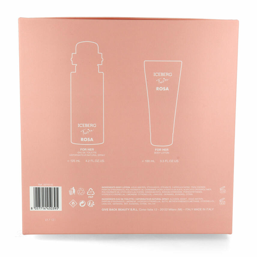 ICEBERG TWICE ROSA Geschenkset for Her Eau de Toilette 125 ml + K&ouml;rperlotion 100 ml