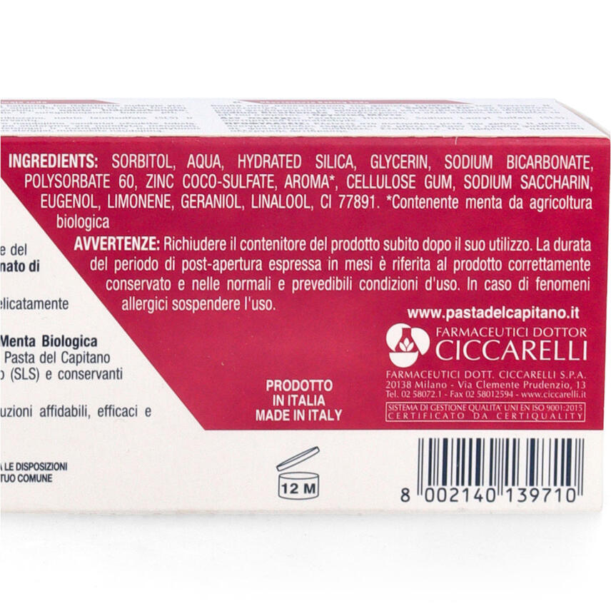 Pasta del Capitano Baking Soda Zahnpasta mit Bio Minze 100 ml