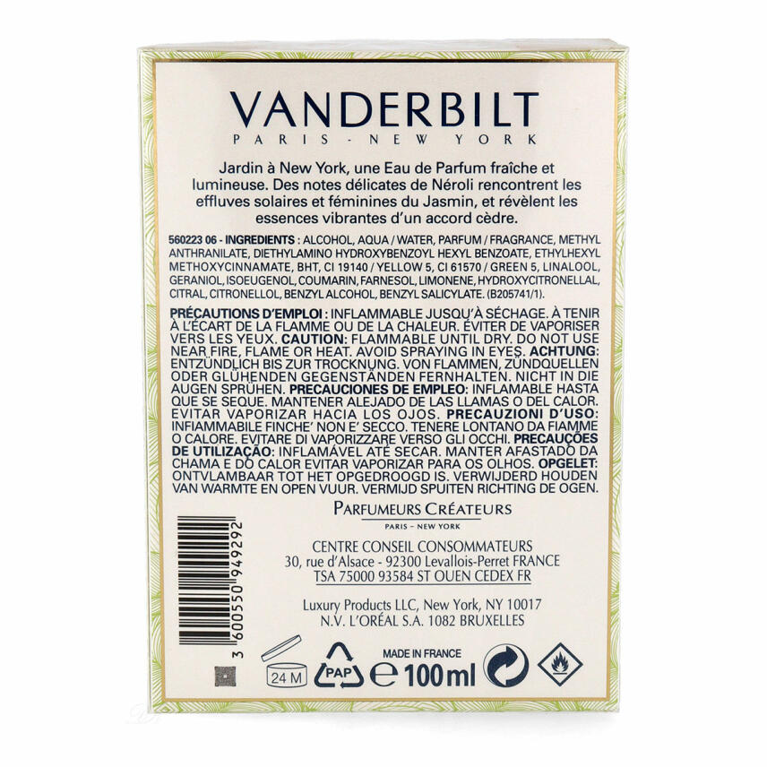 Vanderbilt Jardin a New York Eau de Toilette 100 ml
