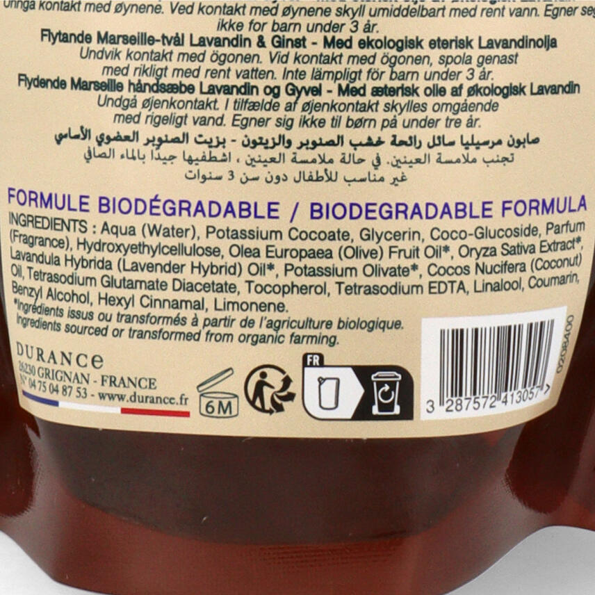 Durance Marseiller Fl&uuml;ssigseife Lavandin &amp; Ginster 500 ml &Ouml;ko-Nachf&uuml;llpackung