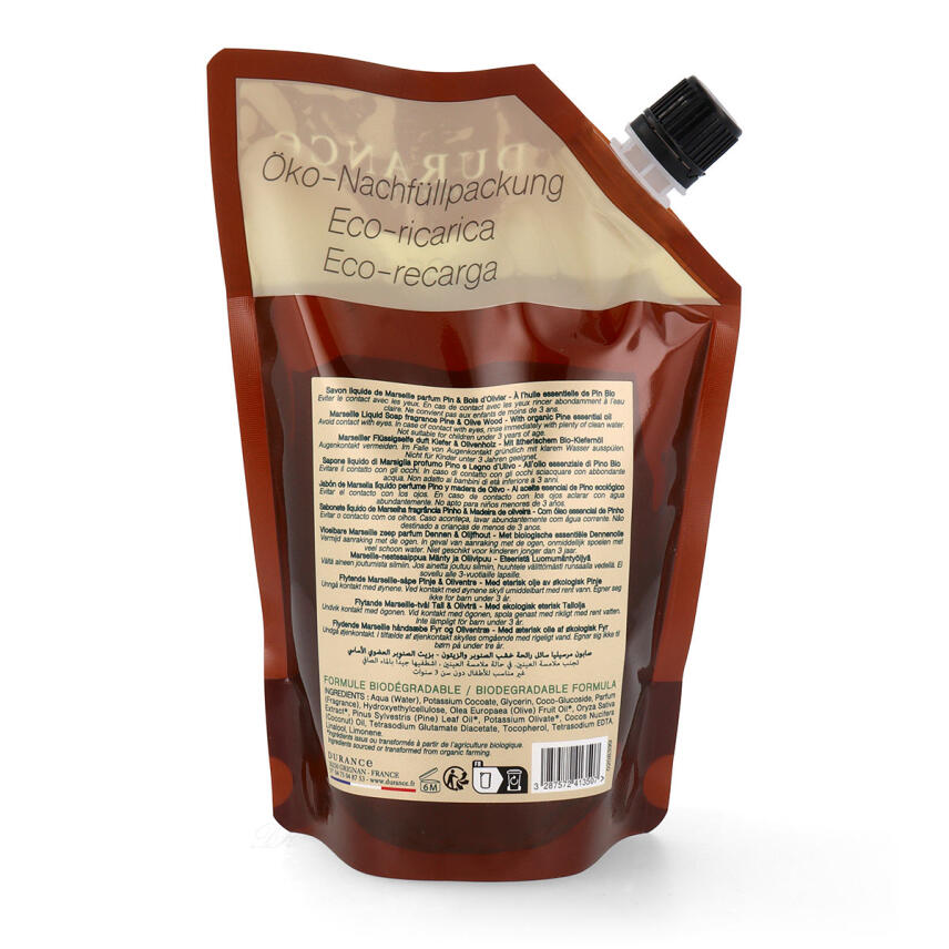 Durance Marseiller Fl&uuml;ssigseife Kiefer &amp; Olivenholz 500 ml &Ouml;ko-Nachf&uuml;llpackung