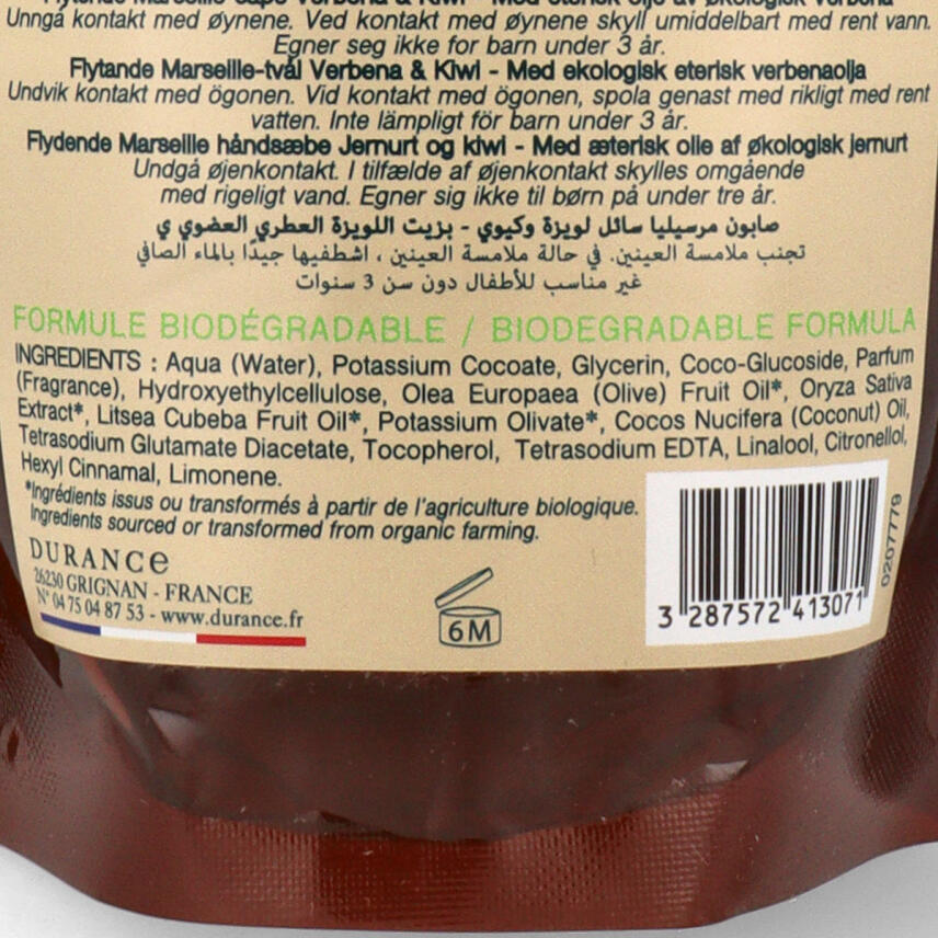 Durance Marseiller Fl&uuml;ssigseife Verbene &amp; Kiwi 500 ml &Ouml;ko-Nachf&uuml;llpackung