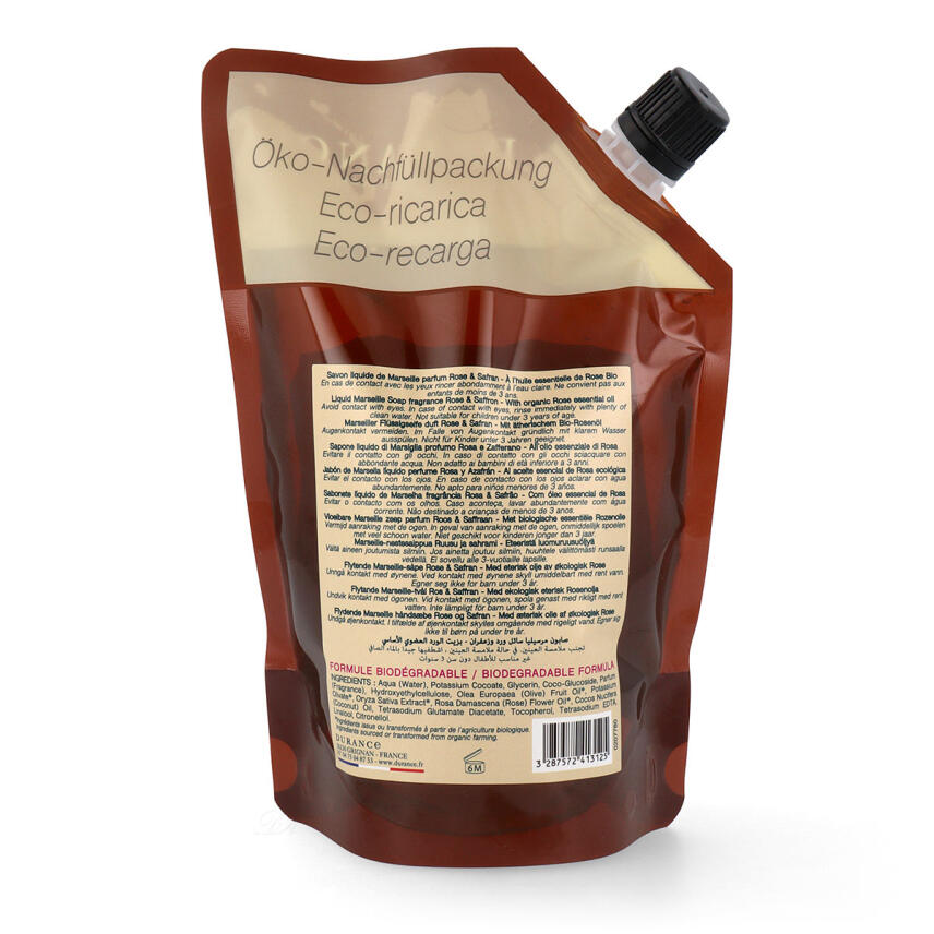 Durance Marseiller Fl&uuml;ssigseife Rose &amp; Safran 500 ml &Ouml;ko-Nachf&uuml;llpackung