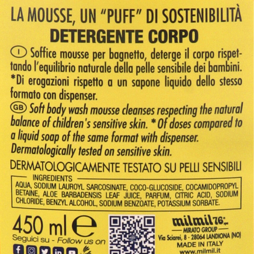 milmil Baby Pures Waschmousse f&uuml;r den K&ouml;rper 450 ml