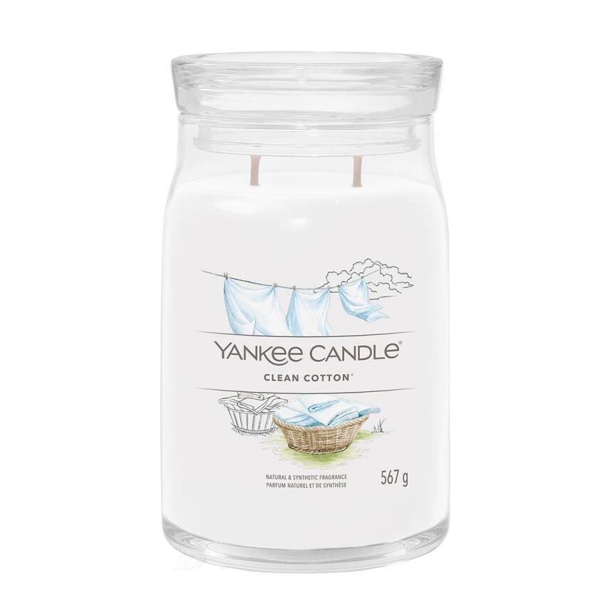 Yankee Candle Clean Cotton Signature Duftkerze Gro&szlig;es Glas 567 g
