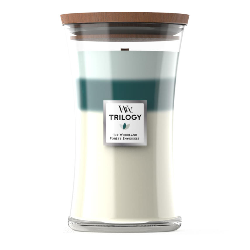 WoodWick Icy Woodland Trilogy Gro&szlig;es Glas Duftkerze 610 g