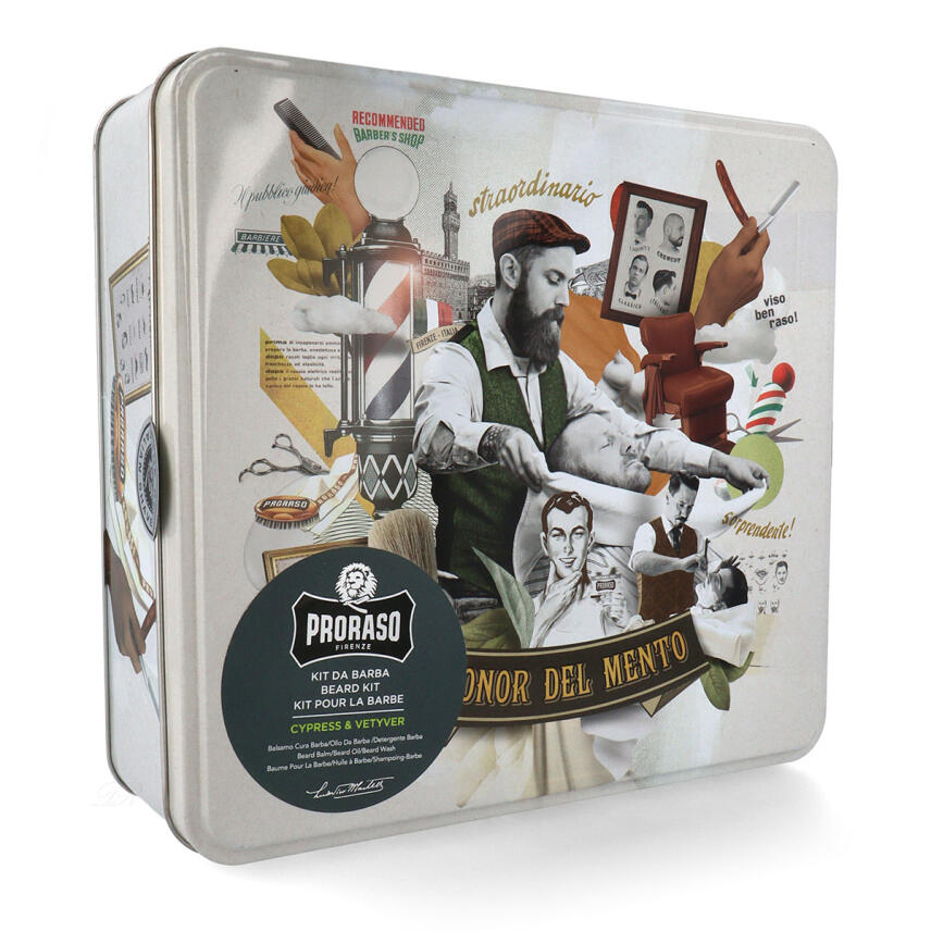 Proraso Geschenkbox Cypress &amp; Vetyver mit Bart&ouml;l, Bartbalsam &amp; Bartshampoo