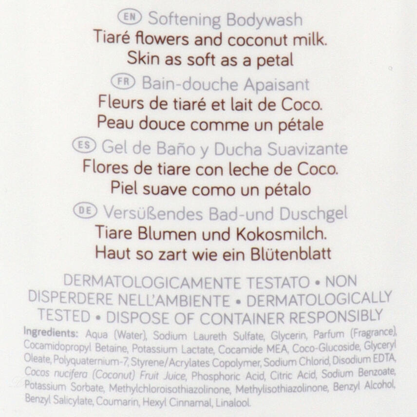 Paglieri Cl&eacute;o Dusch &amp; Badegel Tiar&eacute;bl&uuml;ten und Kokosmilch 750 ml