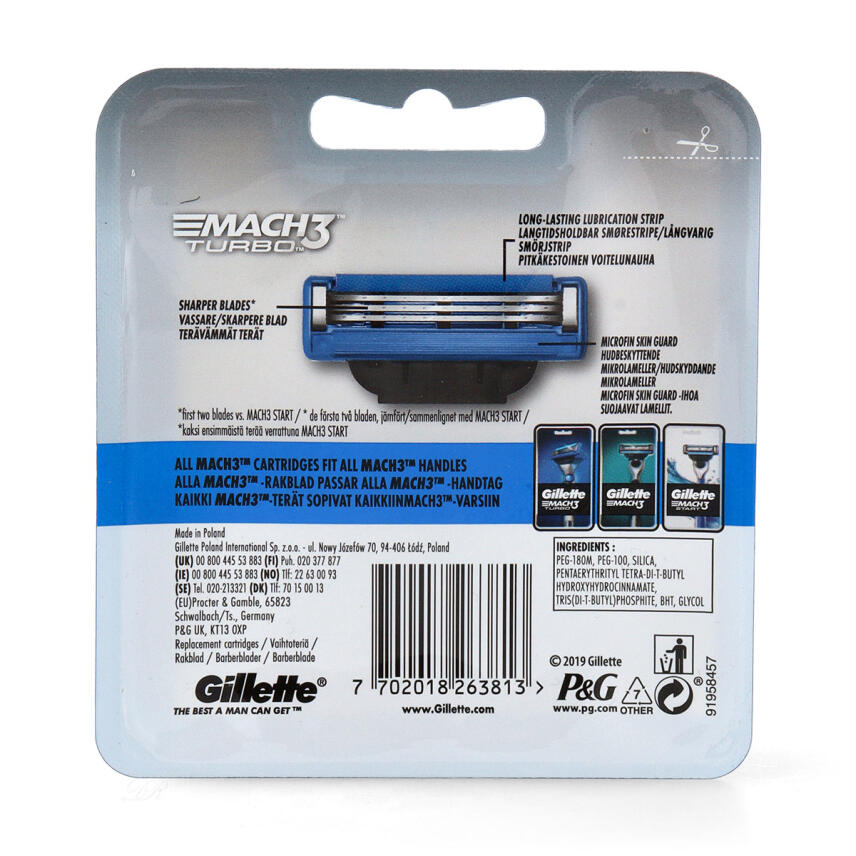 Gillette MACH3 Turbo Systemklingen 4er Magazin 3D