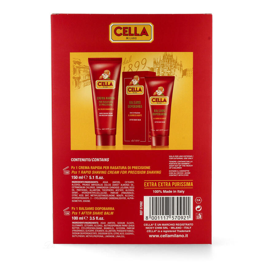 Cella Balsamo Geschenkset mit After Shave Balsam 100 ml &amp; Rasiercreme 150 ml
