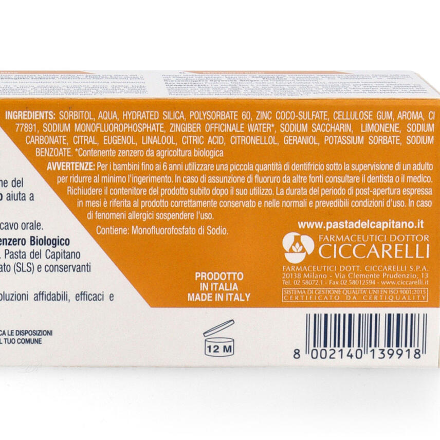 Pasta del Capitano Ingwer Zahnpasta mit antibakterieller Wirkung 100 ml