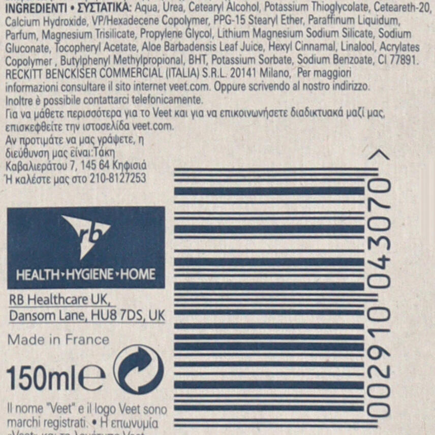 Veet Scrub Haarentfernungscreme unter der Dusche 150 ml empfindliche Haut