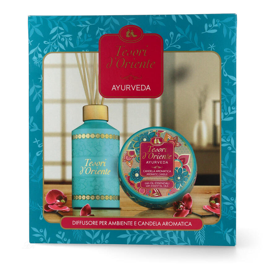 Tesori dOriente Geschenkset Ayurveda Raumdiffusor 200 ml &amp; Duftkerze 109 g