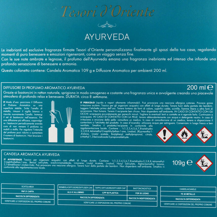 Tesori dOriente Geschenkset Ayurveda Raumdiffusor 200 ml &amp; Duftkerze 109 g