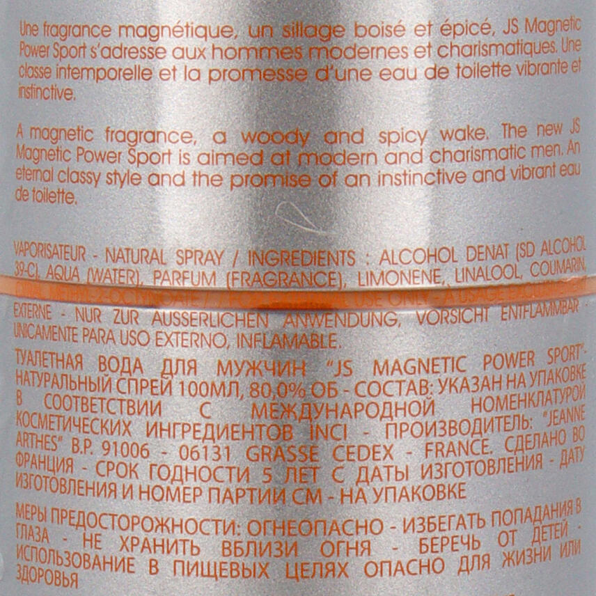 Jeanne Arthes Magnetic Power Sport Eau de Toilette Herren 100 ml vapo