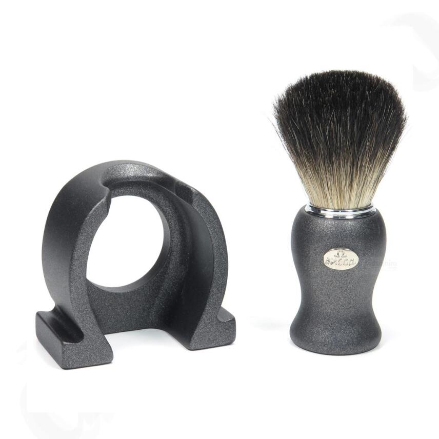 Omega Rasierpinsel Dachs Stockzupf 6618 Pure Badger mit Halter