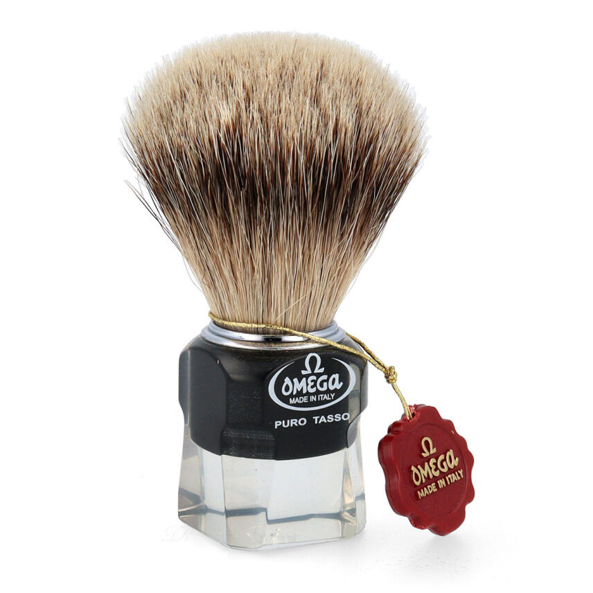 Omega Rasierpinsel Silberspitze Dachshaar 631 mit Harzgriff