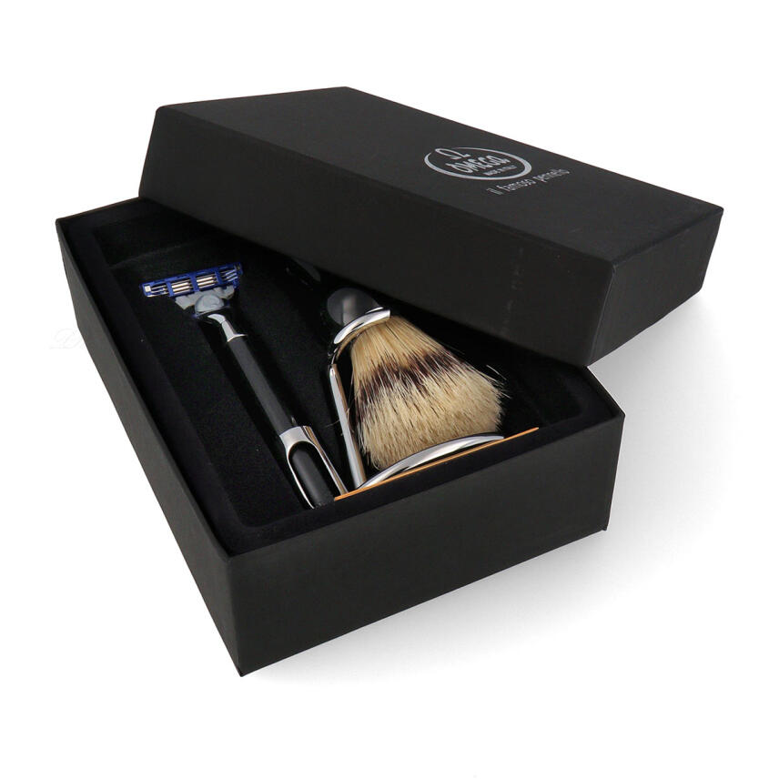 Omega Rasierpinsel Set M1206.6 reine Borste - Rasierer - Halter