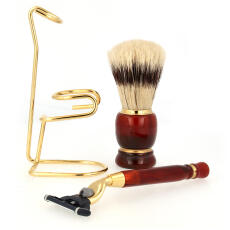 Omega Set Rasierpinsel reine Borste 81151 + Halter +...