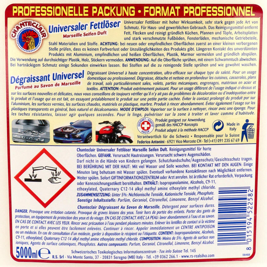 Chante Clair Marsiglia Fettl&ouml;ser Felgenreiniger 5 Liter Kanister