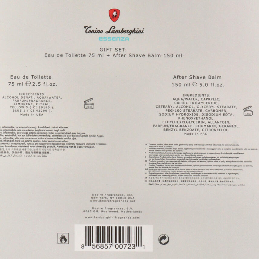 Tonino Lamborghini Essenza Set Eau de Toilette Herren 75 ml + After Shave Balm 150 ml