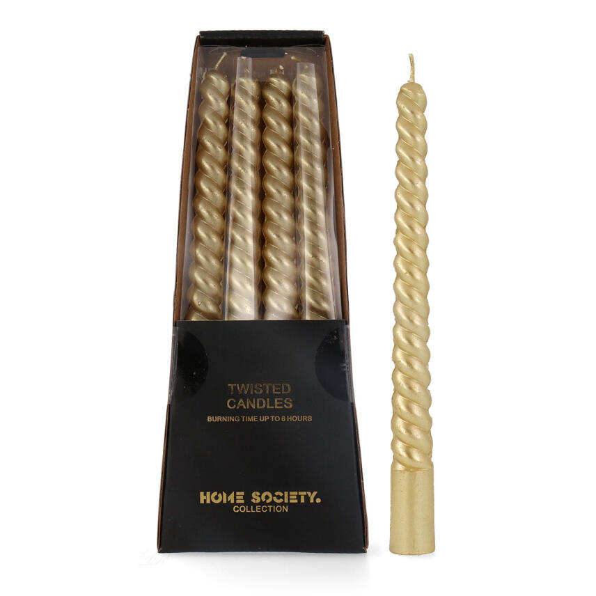 Home Society Dinner Kerze Swirl Gold Set 4 St.