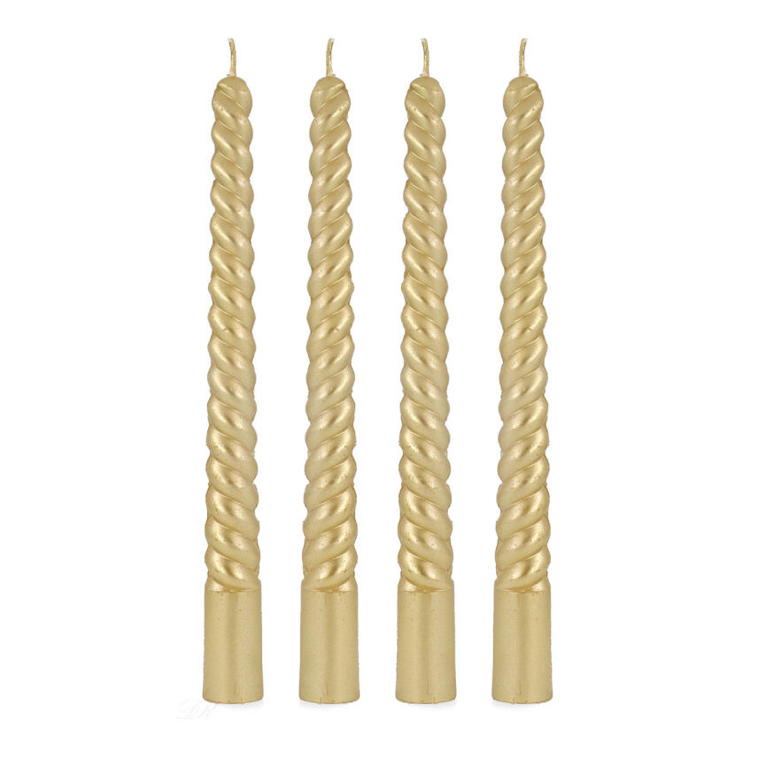 Home Society Dinner Kerze Swirl Gold Set 4 St.