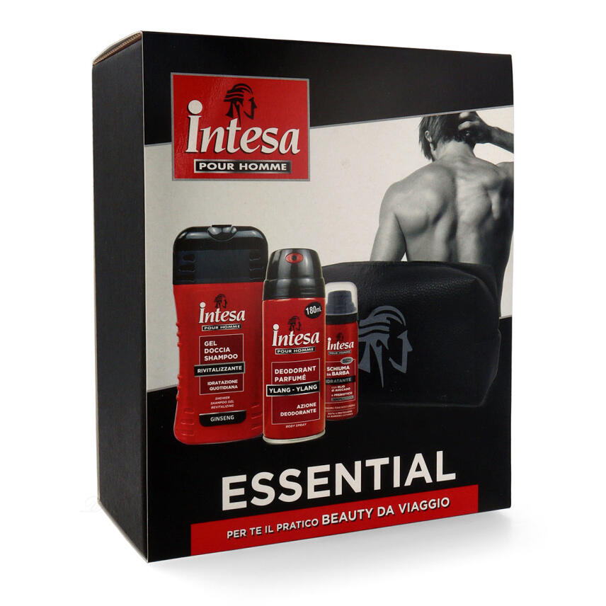 Intesa pour Homme Geschenkset mit Deo, Duschgel, Rasierschaum &amp; Kulturtasche