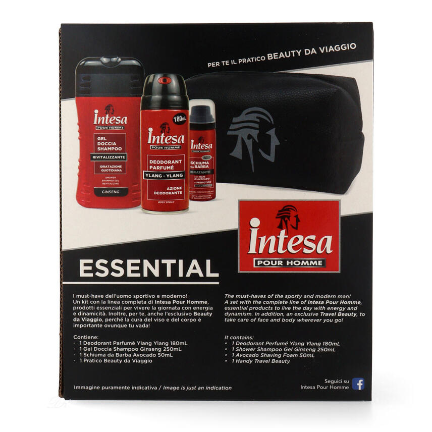Intesa pour Homme Geschenkset mit Deo, Duschgel, Rasierschaum &amp; Kulturtasche