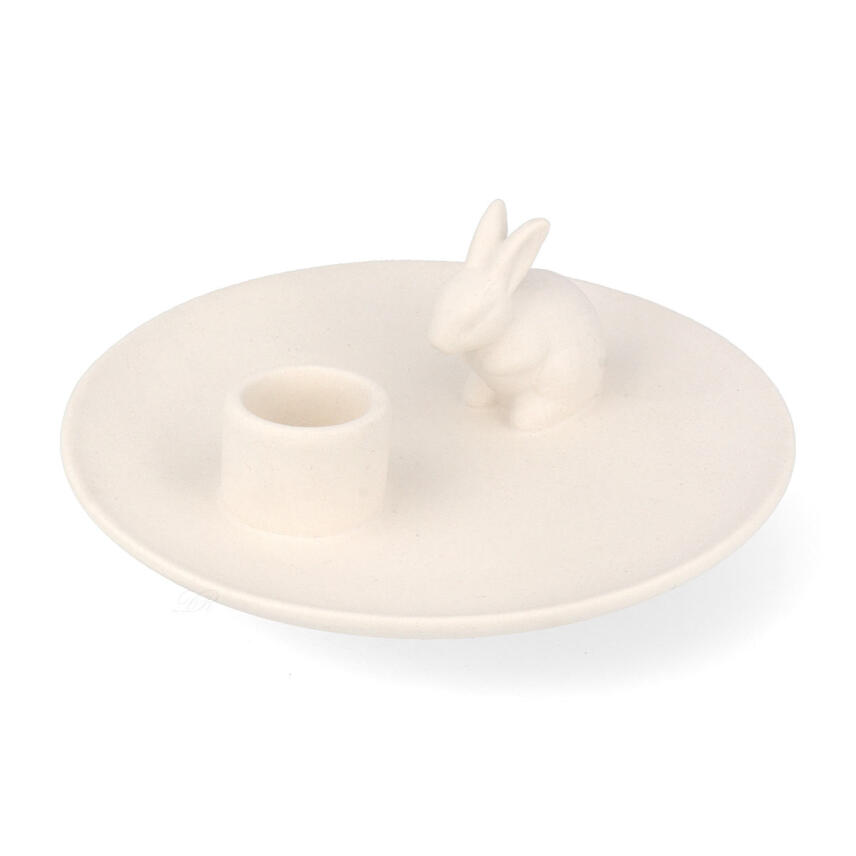Home Society Bunny Sitzend Kerzenst&auml;nder Wei&szlig; Porzellan