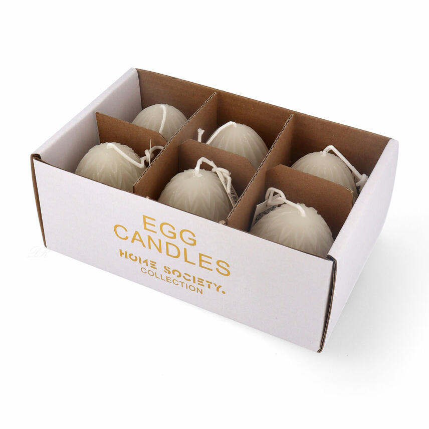 Home Society Egg Kerze Greige 6 x 80 g - verschiedene Muster
