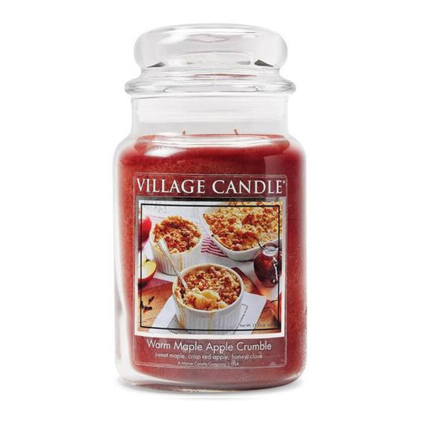 Village Candle Warm Maple Apple Crumble Duftkerze Gro&szlig;es Glas 602 g