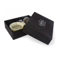 Omega Set M6282.3 Rasierpinsel Dachs Stockzupf Pure Badger + Rasierer + Rasierschale