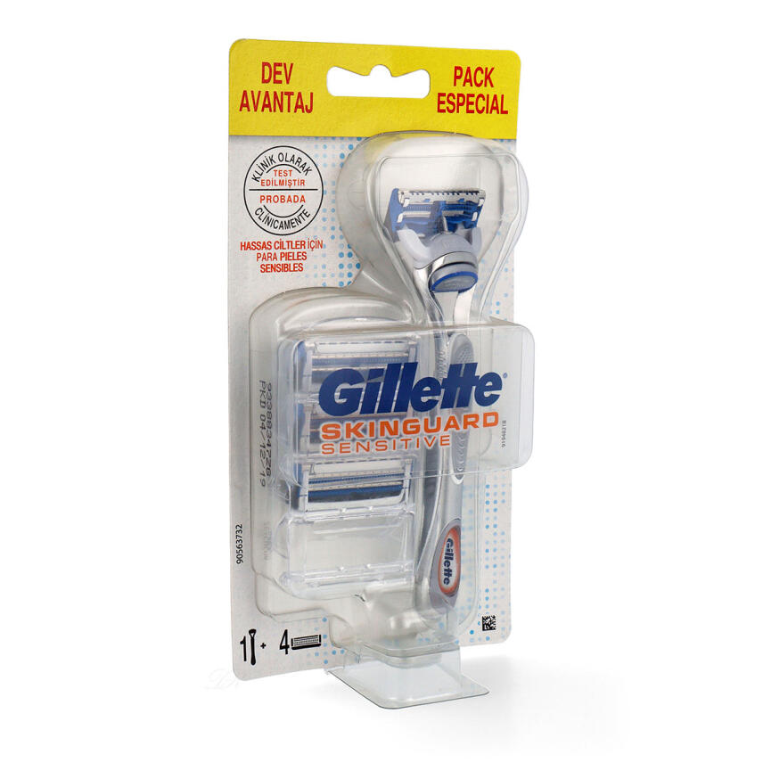 Gillette Skinguar Sensitive Systemrasierer + 4 Ersatzklingen
