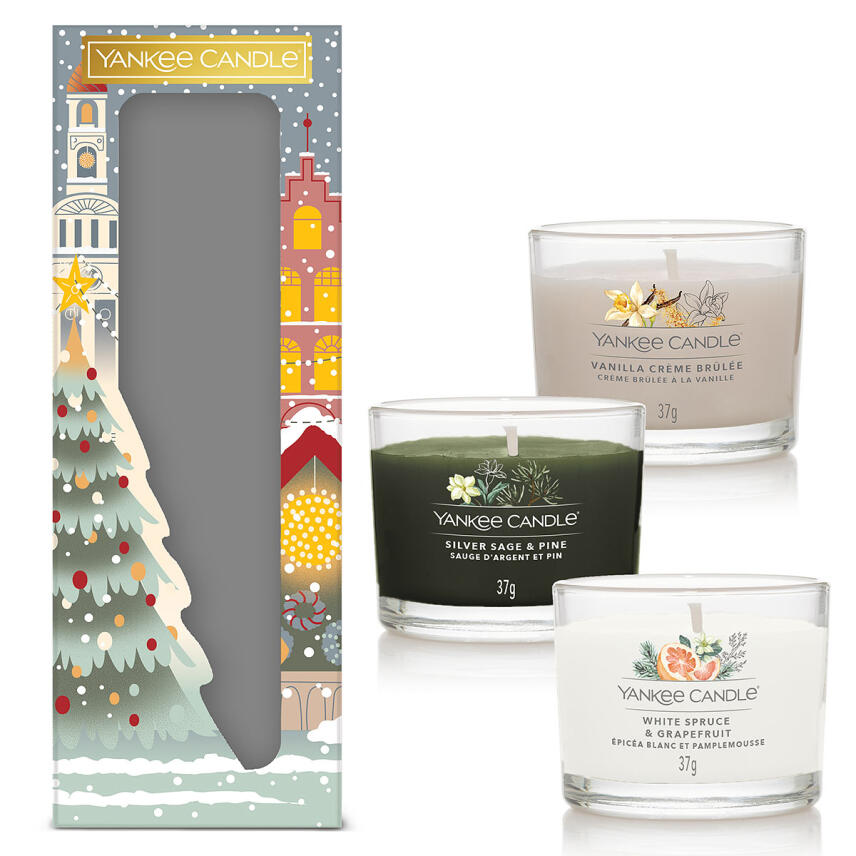 Yankee Candle Passport to the Holidays 3 Pack Votivkerze im Glas Geschenkset 37 g