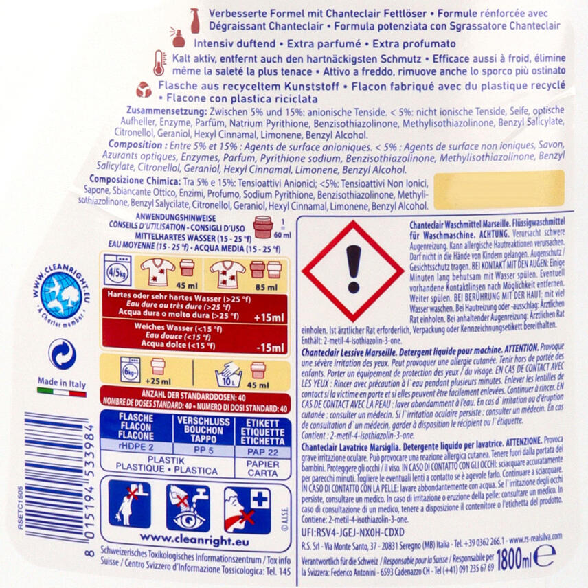 Chante Clair Fl&uuml;ssigwaschmittel Marsiglia 1,8 Liter - 40 Waschg&auml;nge