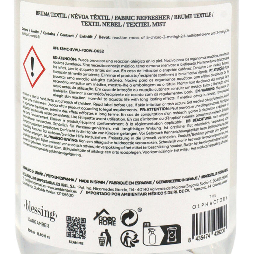 The Olphactory Blessing Dark Amber Fabric Refreshner 500 ml