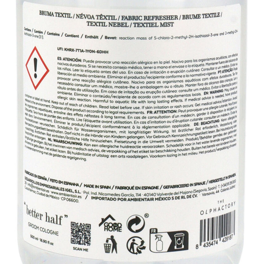 The Olphactory Better Half Groom Cologne Fabric Refreshner 500 ml