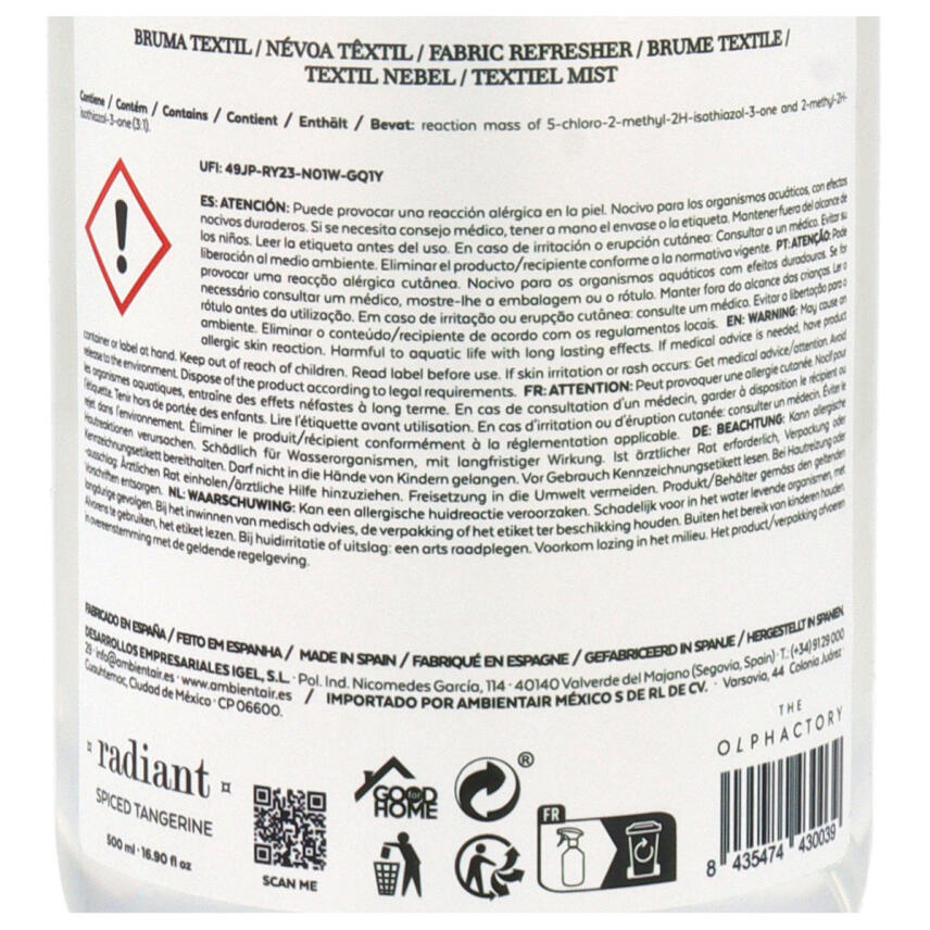 The Olphactory Radiant Spiced Tangerine Fabric Refreshner 500 ml