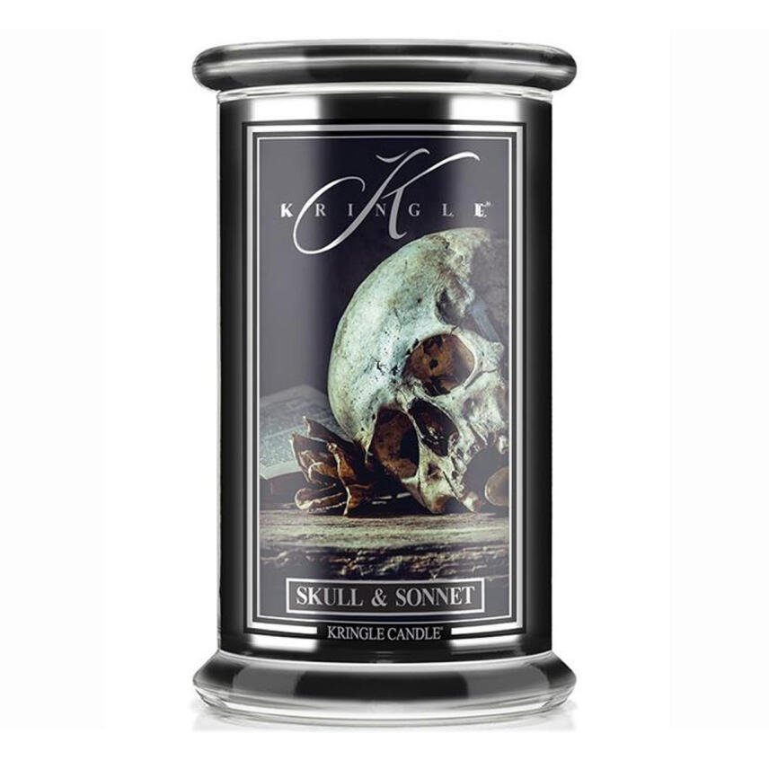 Kringle Candle Skull &amp; Sonnet Halloween Limited Edition Gro&szlig;es Glas Duftkerze 624 g