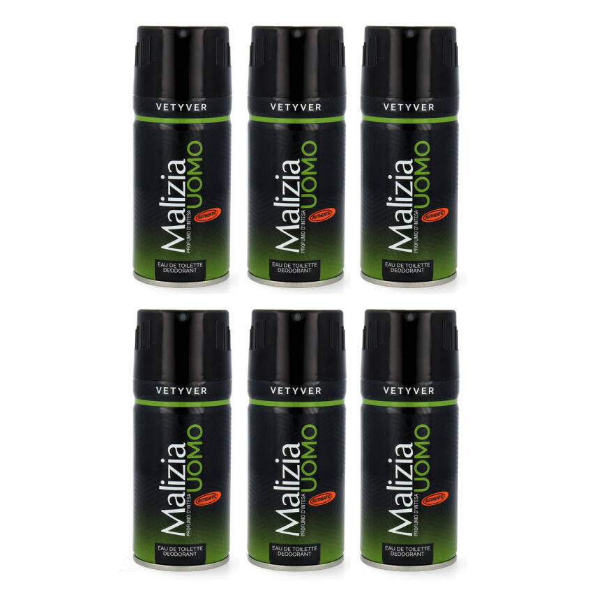 Malizia UOMO Vetyver Deodorant Bodyspray 6 x 150 ml