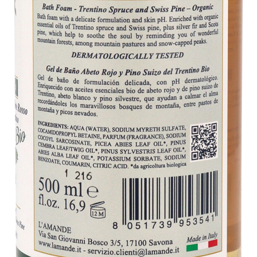 LAmande Abete Rosso e Cirmolo Bio Badeschaum 500 ml