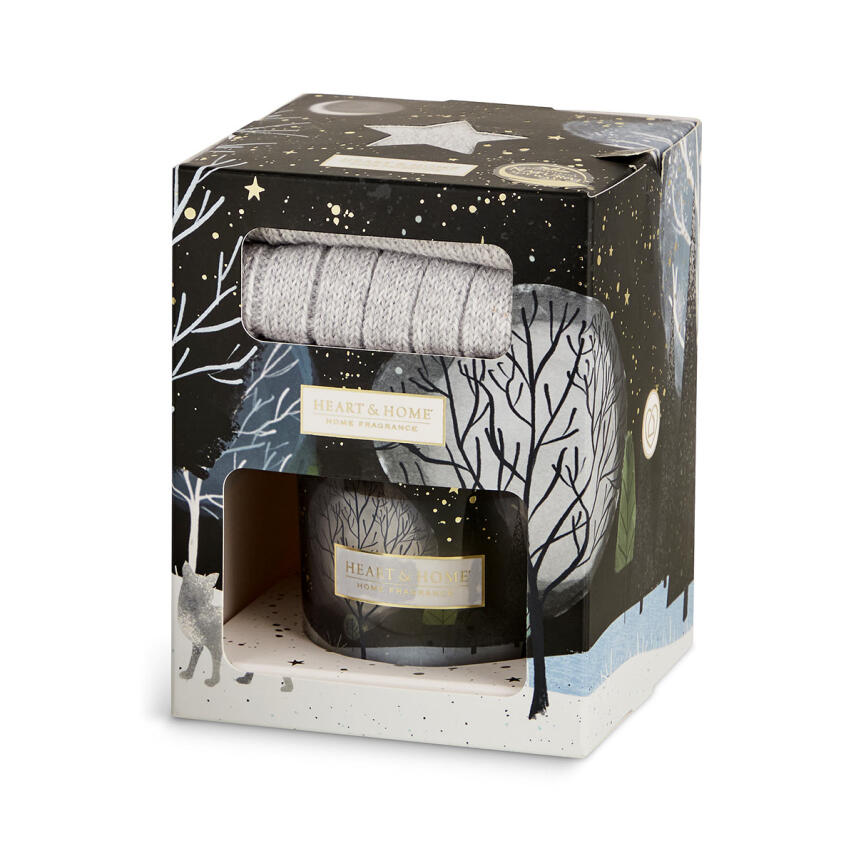 Heart &amp; Home Socken &amp; Kerze 90 g Geschenkset