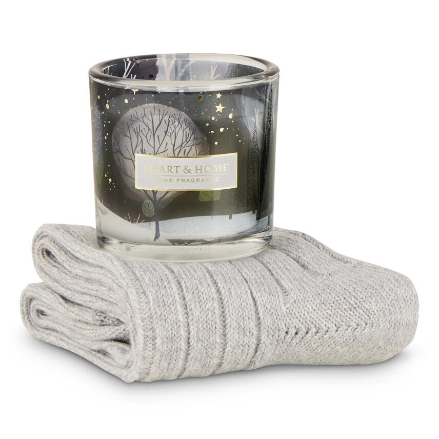 Heart &amp; Home Socken &amp; Kerze 90 g Geschenkset