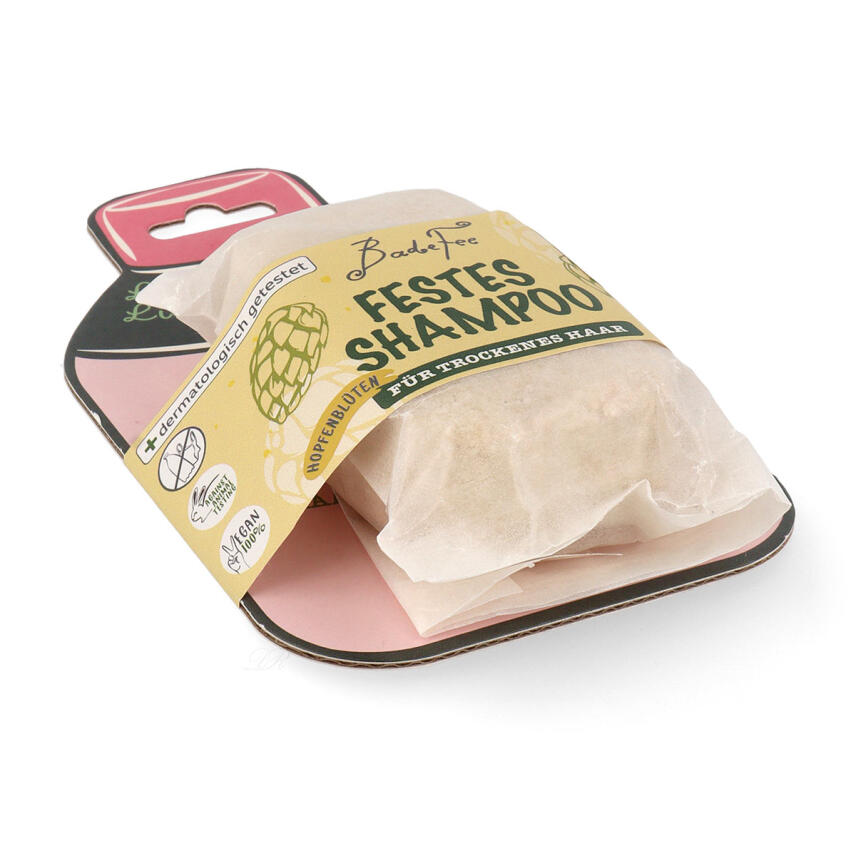 BadeFee Festes Shampoo Vegan f&uuml;r Trockenes Haar Hopfenbl&uuml;ten 80 g